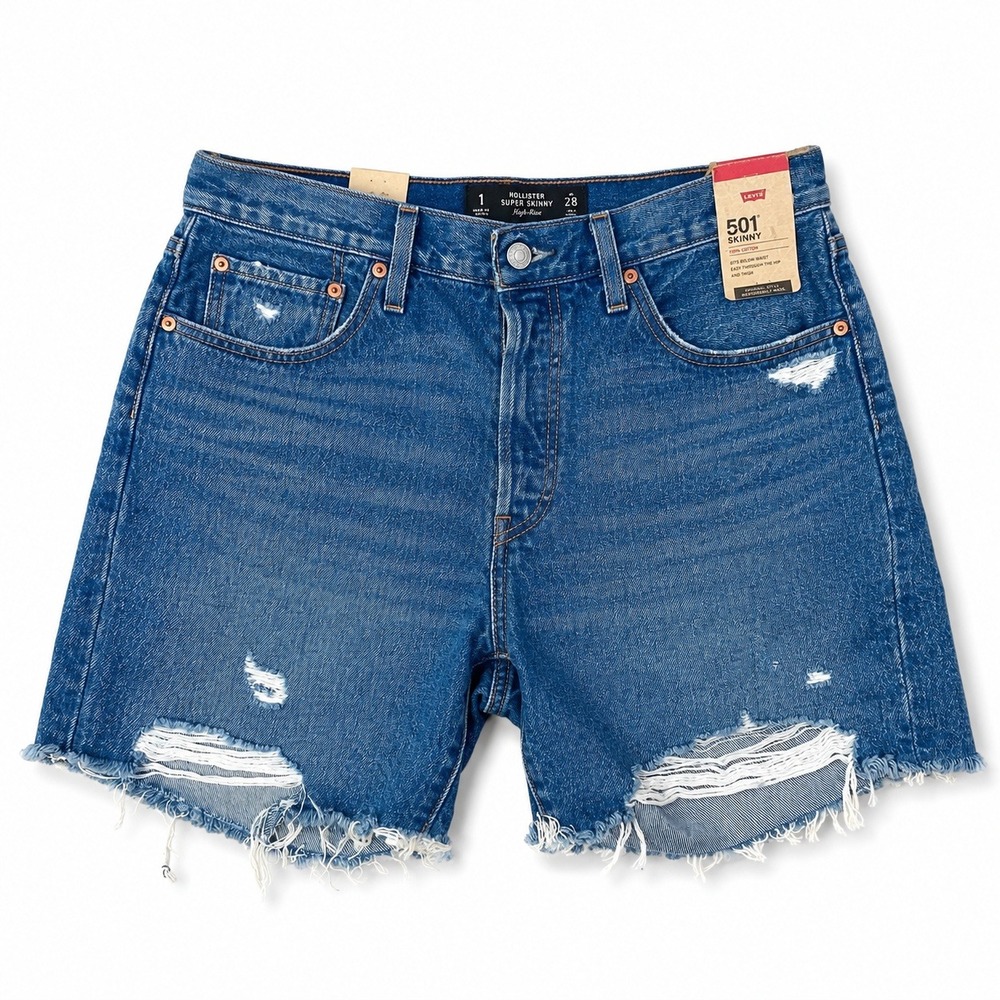 Levi's 501 XX High Rise Cutoff Denim Shorts Women 31 Blue Skinny Button Fly NWT